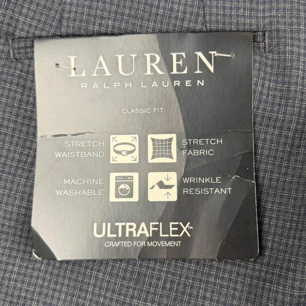 Lauren Ralph Lauren Mens Norton Ultraflex Grey Check Dress Pants 40W x 32L NEW